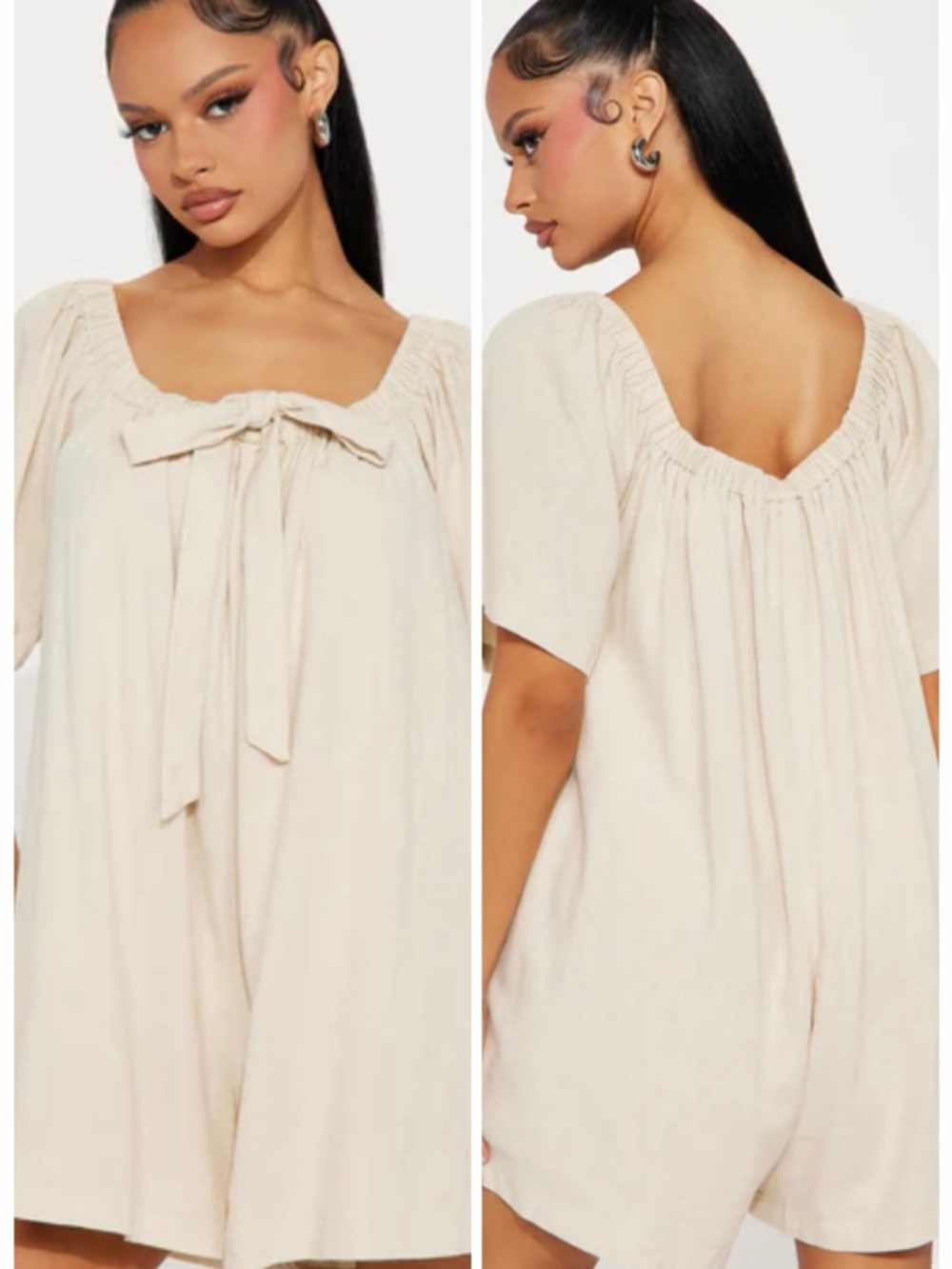 Hunter & Brown Relaxed Bow-Front Romper Jumpsuit